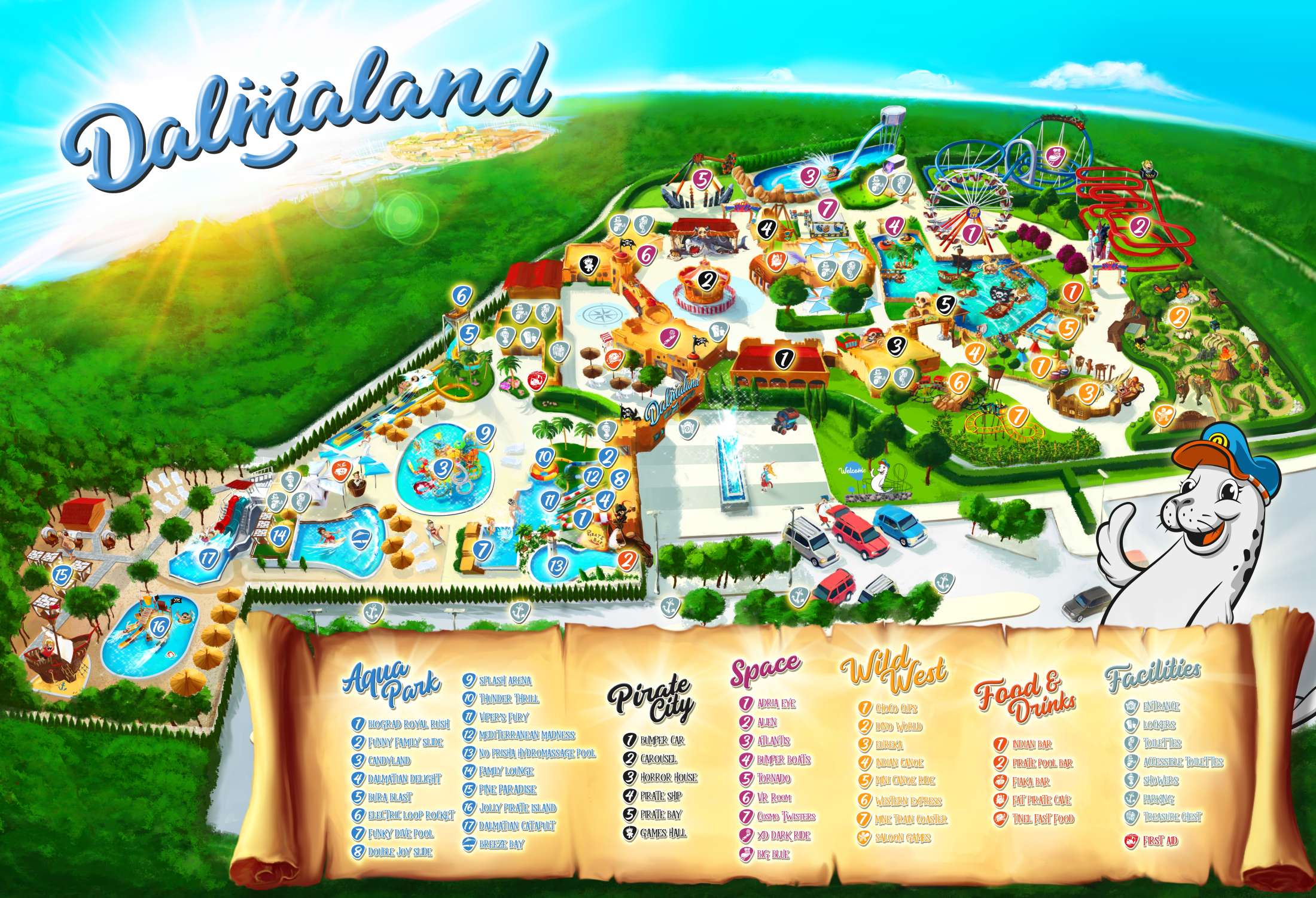 Map of Dalmaland park in Biograd na moru, Croatia.